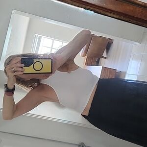 Set A 3 ! Sexy White  Black  BLUE Cropped Tank Top Racer Back Stretch  Med NEW